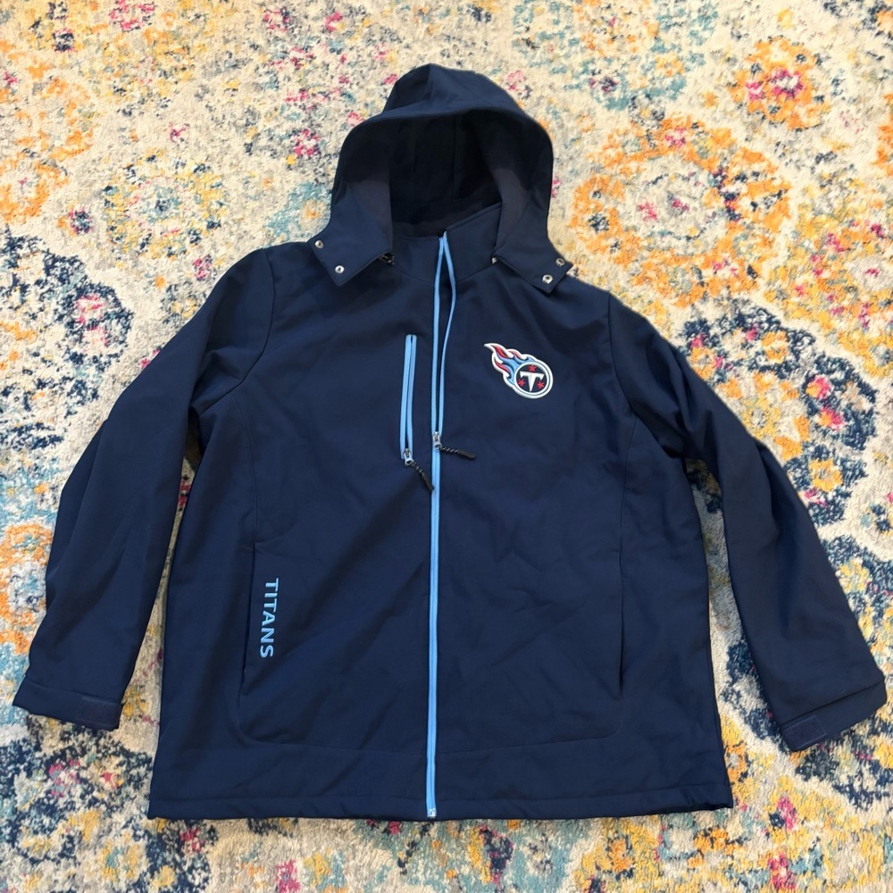 NFL TN Titans Navy windproof Jacket XXL embroidered logo removable hood